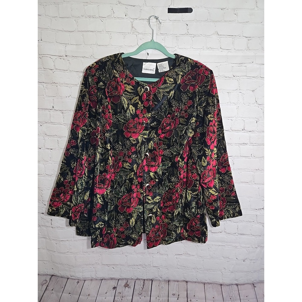 Vtg Y2K Fashion Bug Velvet Rose Jacket Plus Sz 22 24 Whimsygoth FairyGrunge